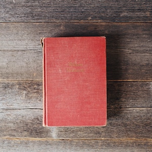 May include: A red hardcover book with the text "William Shakespeare" on the front cover.