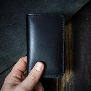 Cartera minimalista, cartera de cuero para hombre, tarjetero fino, regalo para nieto