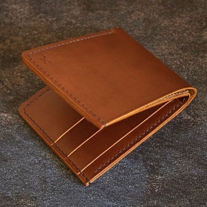 Cartera de piel plegable, cartera italiana de grano completo, regalo personalizado para hijo, regalo de cumpleaños para hombre