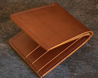Cartera de piel plegable, cartera italiana de grano completo, regalo personalizado para hijo, regalo de cumpleaños para hombre