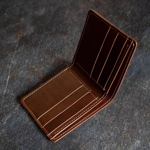 Cartera de cuero plegable, cuero italiano de grano completo, regalo de cumpleaños, regalo para esposo, regalo de Navidad para hombres