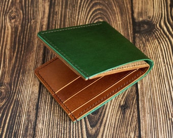 Cartera de cuero plegable, billetera de grano completo, regalo personalizado para esposo, regalo de cumpleaños para hombre