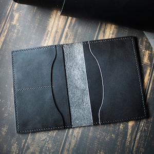 Cartera de piel italiana para hombre, portapasaporte, funda para notas de campo, portadocumentos, regalo para el marido