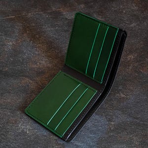 Portefeuille en cuir à deux volets, Portefeuille pleine fleur, Cuir italien, Cadeau pour homme, Cadeau pour mari