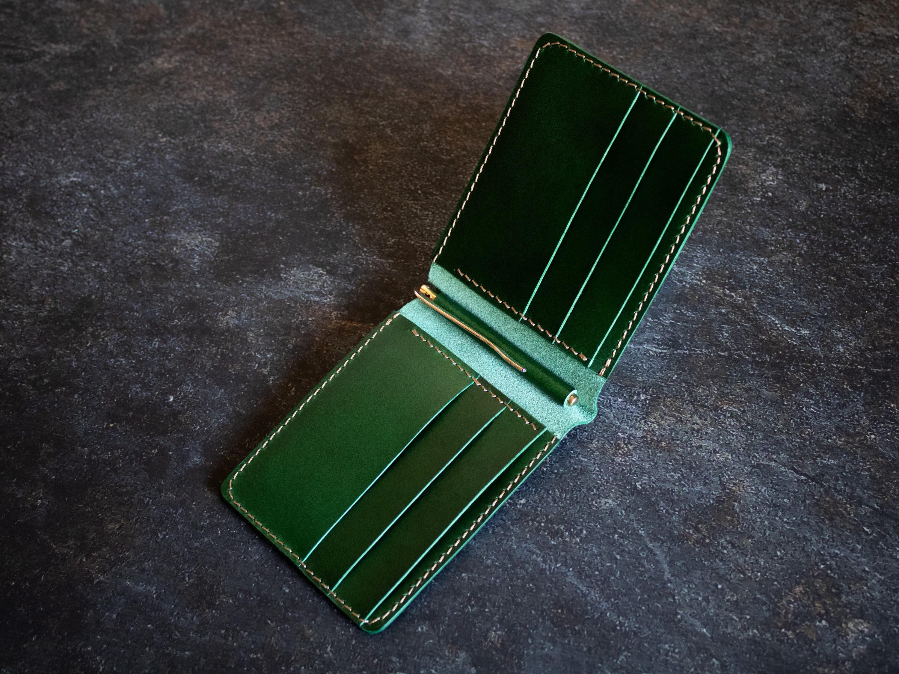 Leather Men's Money Clip Wallet - Slim PU Leather Cash Holder With Card Slots, Green, Minimalist Design - View #10
