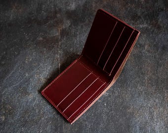 Cartera de cuero plegable, cartera de hombre de grano completo, cuero genuino italiano, regalo para esposo, regalo de cumpleaños para hombre