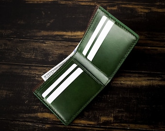 Bifold Leather Wallet, Personalized Full Grain Wallet, Husband Gift