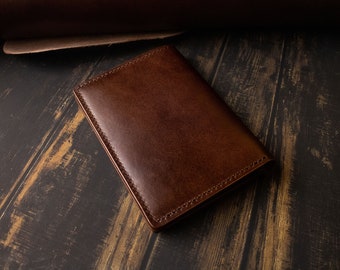 Italian leather travel wallet, personalized full grain wallet, passport holder