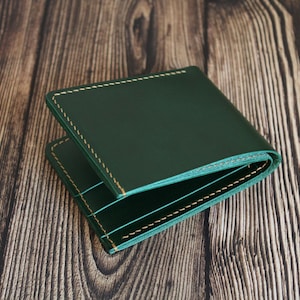 Cartera de cuero plegable, billetera de plena flor, cuero italiano de primera calidad, regalo de cumpleaños para hombre, regalo personalizado para él