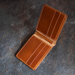 Billetera con clip para billetes, billetera de cuero para hombre, cuero de grano completo, regalo de cumpleaños, regalo para él