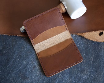 Cartera de cuero, Cartera de cuero de grano completo, Tarjetero delgado, Regalo de cumpleaños