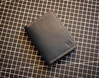 Minimal Leather Card Holder, Slim Leather Wallet, Personalized Compact Wallet, Gift for Him