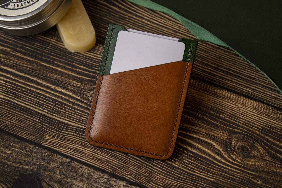 Andar Leather Slim Wallet, Minimalist Front Pocket RFID Blocking Card Holder Made Of Full Grain Leather (Tan