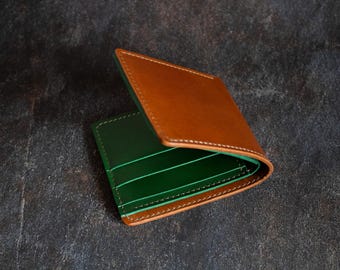 Cartera de cuero plegable, billetera de grano completo para hombres, regalo para esposos, regalo de cumpleaños para hombres
