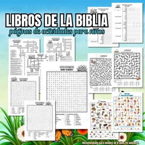 Libros de la Biblia en español Imprimibles para niños, 12 hojas de trabajo en español, Libros de la Biblia, Descarga instantánea, Páginas de actividades para niños