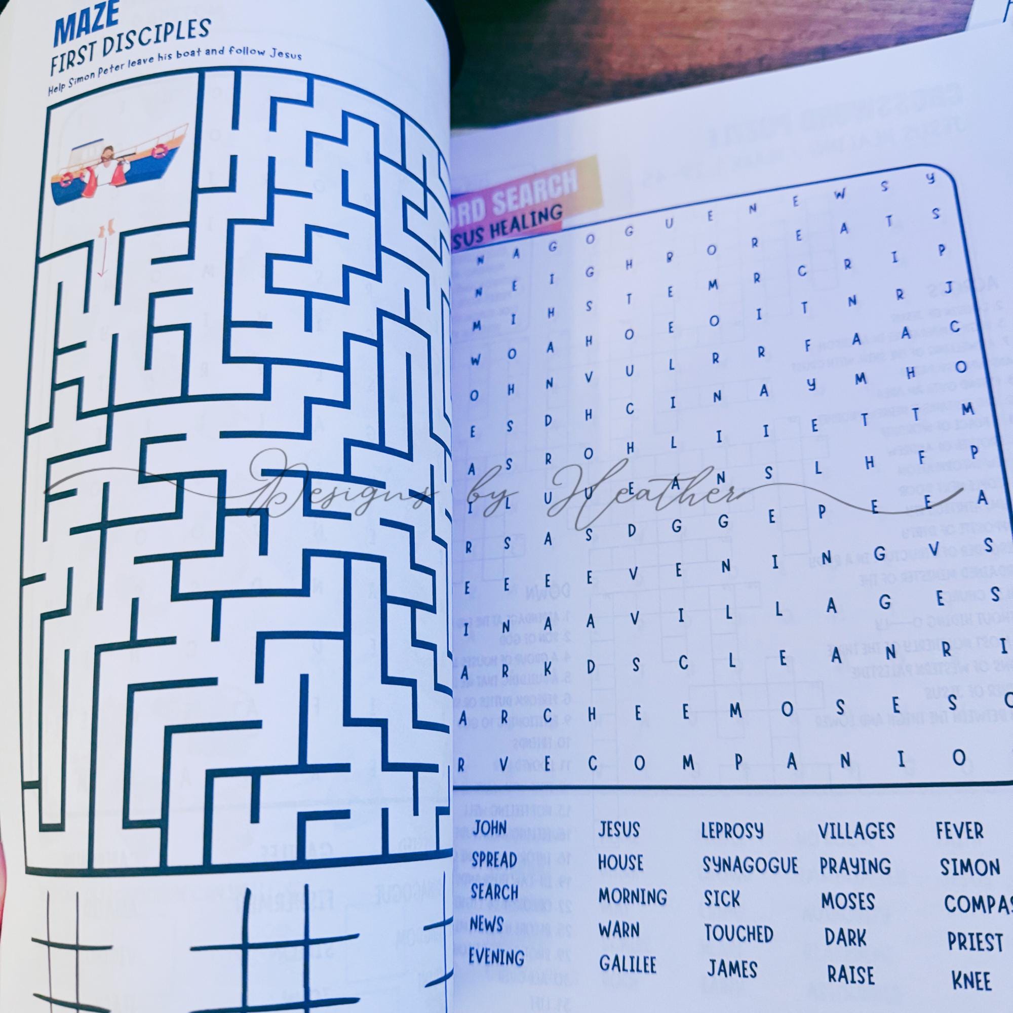 learn cursive & solve puzzles - bible learning for... Kids Challenging Bible Activity Pages Book, Word Unscrambles, Picture ...