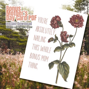 Cartão bônus para o dia das mães, cartão para o dia das mães, download instantâneo, cartão em PDF, modelo de envelope incluído, cartão para o dia das mães, cartão para a mãe