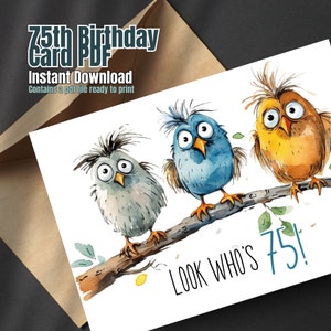 Karte zum 75. Geburtstag, Sofort-Download, PDF-Karte, Umschlagvorlage inklusive, Alles Gute zum Geburtstagskarte, Karte 3/4 Centurian, Karte zum 75. Geburtstag