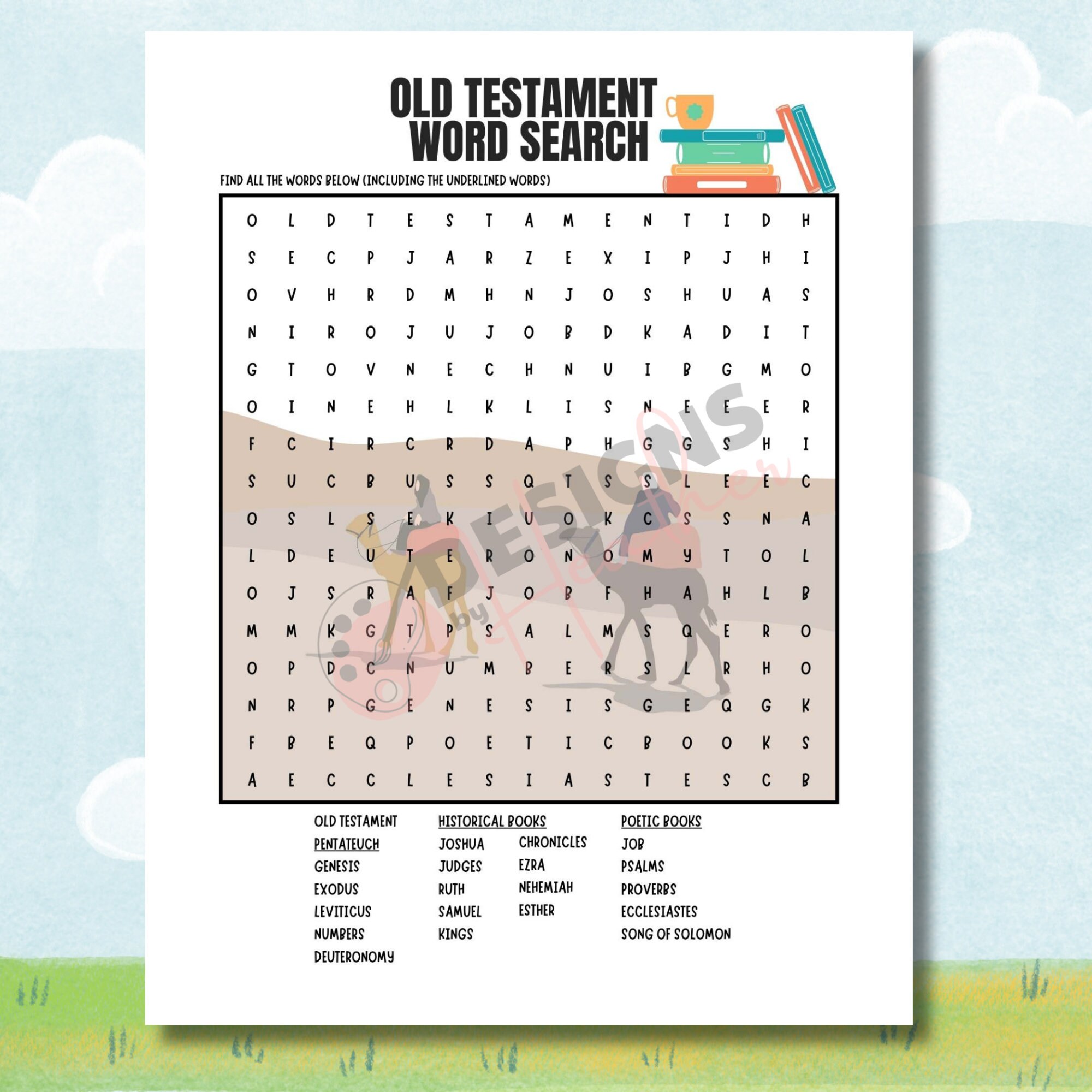 Books of the Bible Childrens Printables, 9 Worksheets, Childrens Word ...