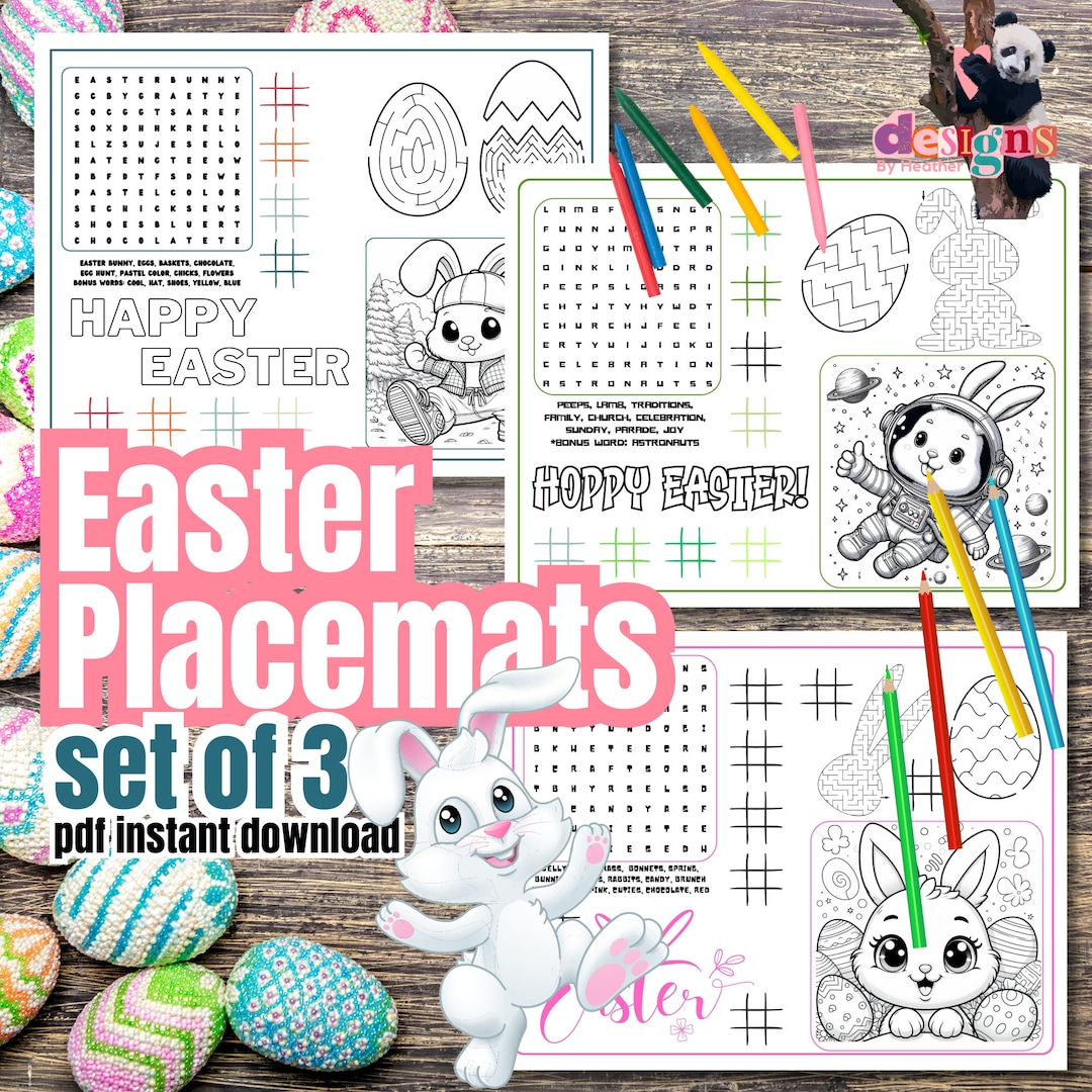 Easter Coloring Placemats, Kids Activity Sheets (digital Download) - Etsy