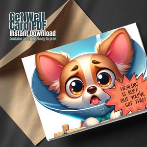 Cartão de melhoras, download instantâneo, cartão em PDF, modelo de envelope incluído, cartão de recuperação de cirurgia, cartão para amigo ou familiar, cartão de bem-estar