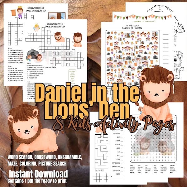 Daniel in der Löwenhöhle Kinderaktivitätsseiten, Bibelgeschichte (Digitaler Download)