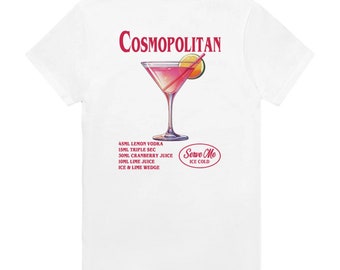 Cosmopolitan Cocktail Graphic T-shirt, Trendy, Cocktails, minimalist, Tees, Gifts For Women, Retro & Vintage