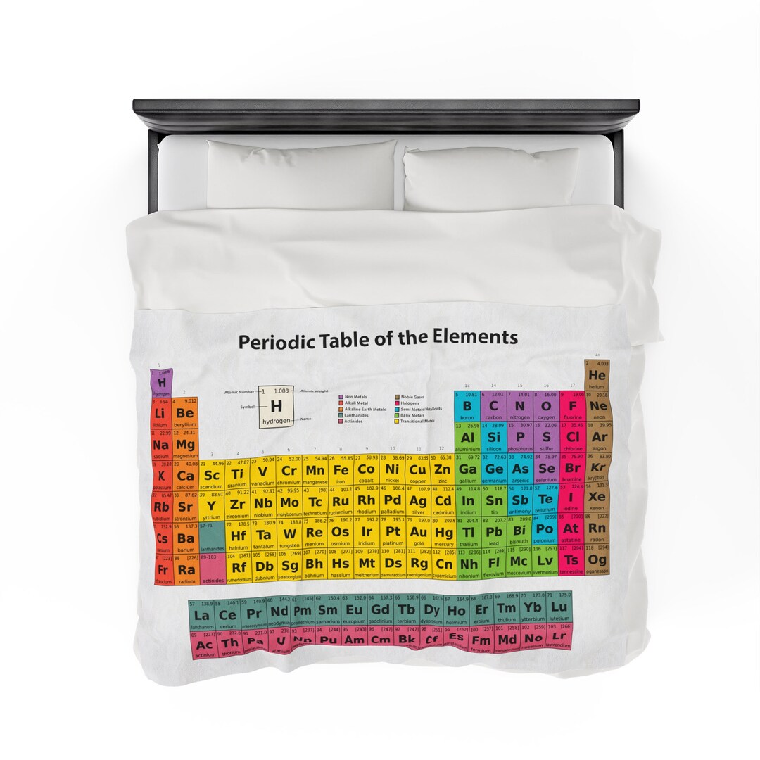 Periodic Table of Elements Blanket, Plush, Cozy Velveteen Throw for