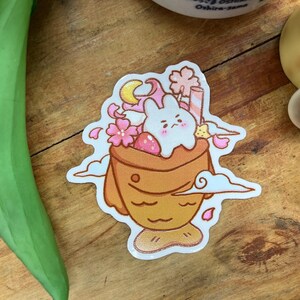 Sticker en vinyle transparent Sakura Bunny Taiyaki