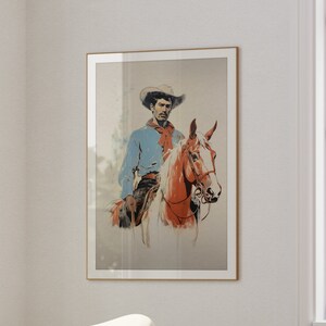 Rustic Cowboy Print | Southwestern Horse Wall Art | Western Ranch Decor