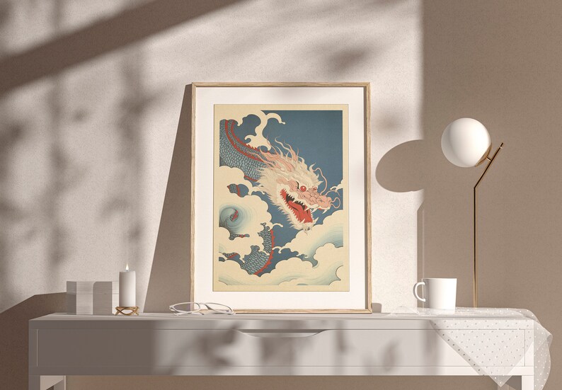 Japanese Dragon Print | Ukiyo-e Illustration | Vintage Style Wall Art ...