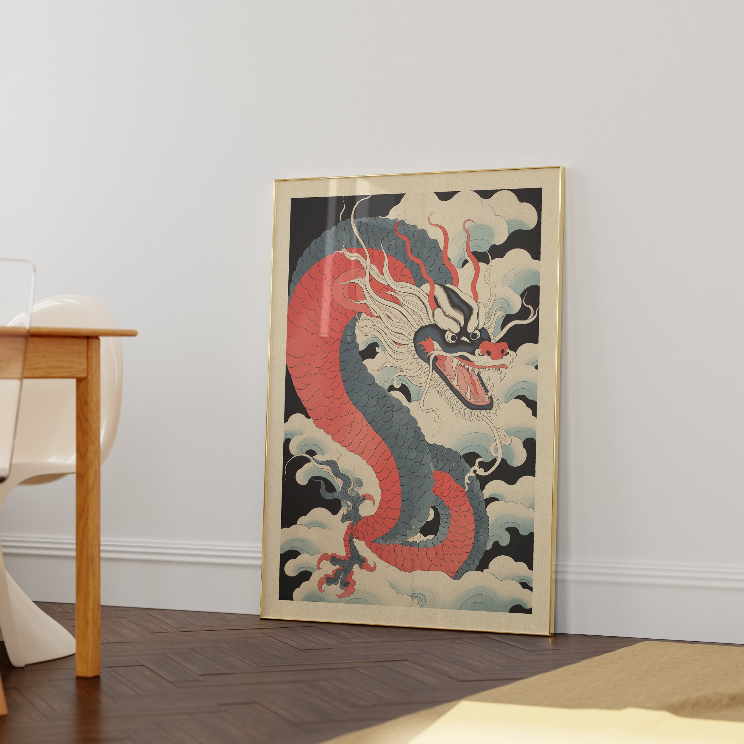 Japanese Dragon Print | Ukiyo-e Illustration | Vintage Style Wall Art ...
