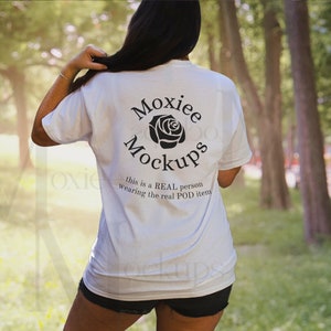 Gildan 5000 Back Mockup, White, G5000, Gildan Mock ups, Model Mockup, Trendy, Urban, Halloween Mockup, halloween shirt mockup,outdoor mockup