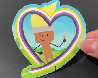 II Paintbrush non-binary heart 3”  Vinyl Sticker Inanimate Insanity Object Show
