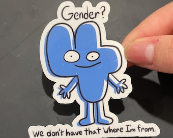 BFB Four Gender Funny 3”  Vinyl Sticker Battle For Dream Island Object Show