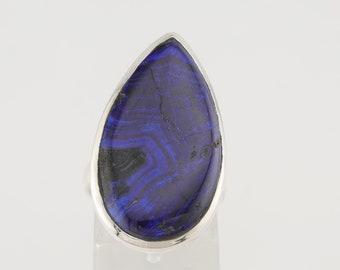 Azurite silver ring, 8 size