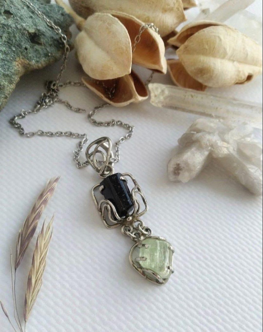 Sherl Heliodor Sherl Crystal Pendant. Yellow Beryl Black Tourmaline Artistan ...