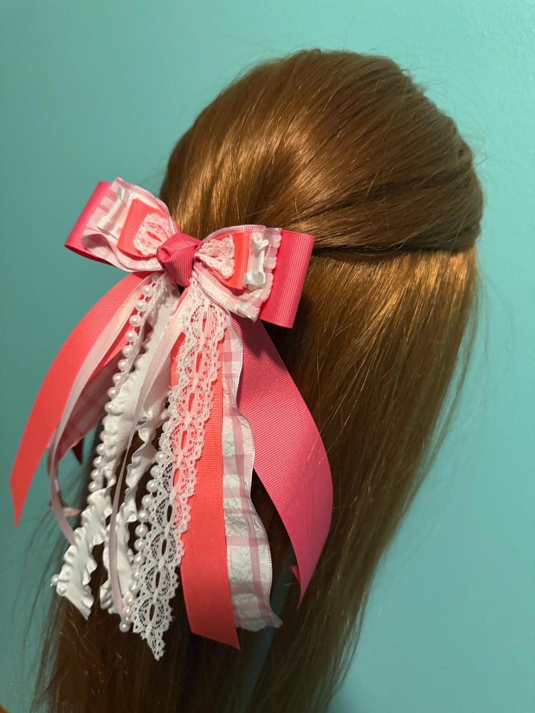 Custom Long Tail Hair Bow, Embroidered Ribbons, Personalized Ribbon ...