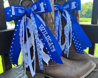 Gameday Boot Bows, Embroidered Ribbons, Custom Boot Ribbons, Spirit Ribbons, College Football Game Gear, Custom Ribbon, Country Concert Bows