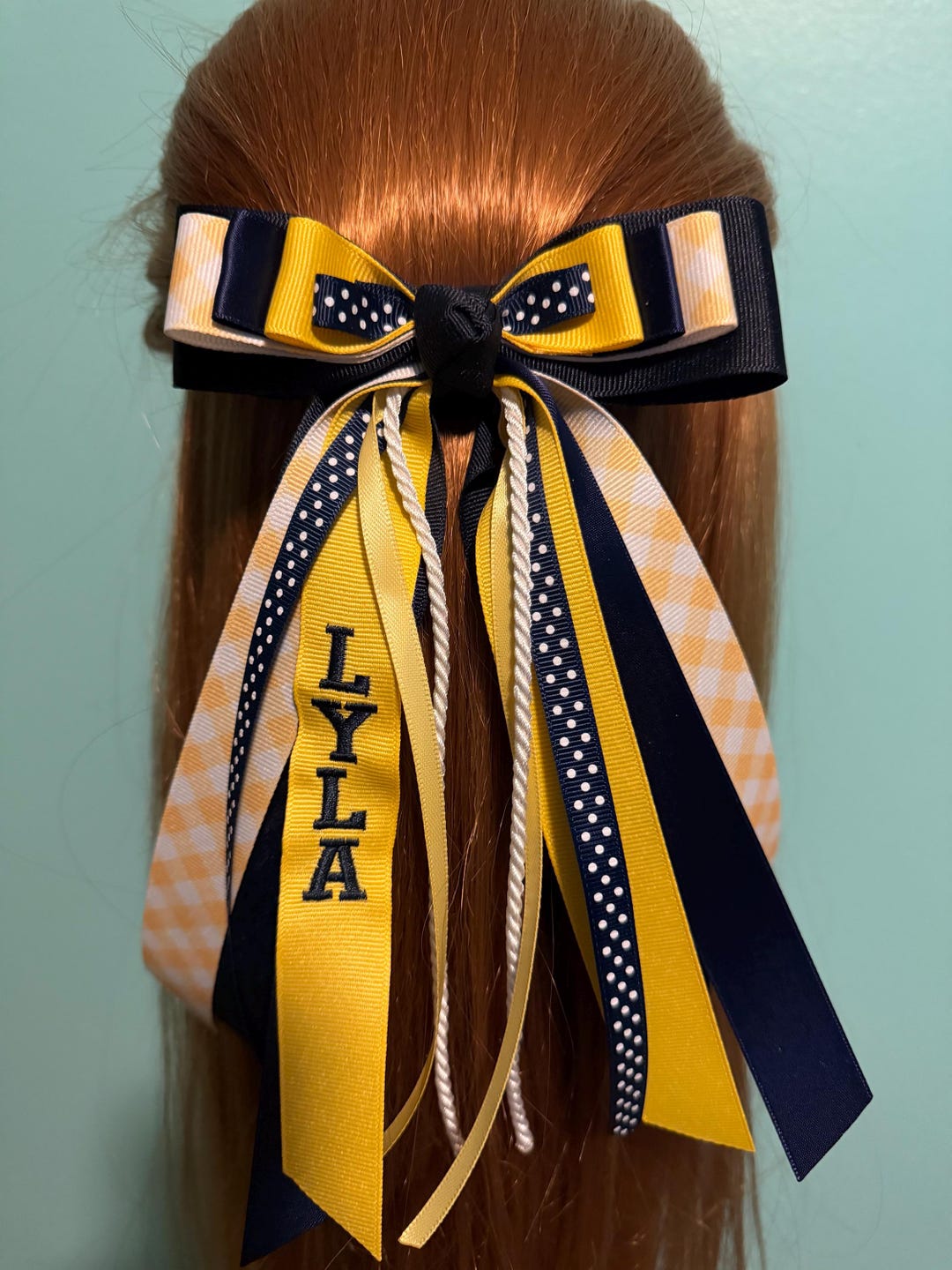 Custom Long Tail Hair Bow, Embroidered Ribbons, Personalized Ribbon ...