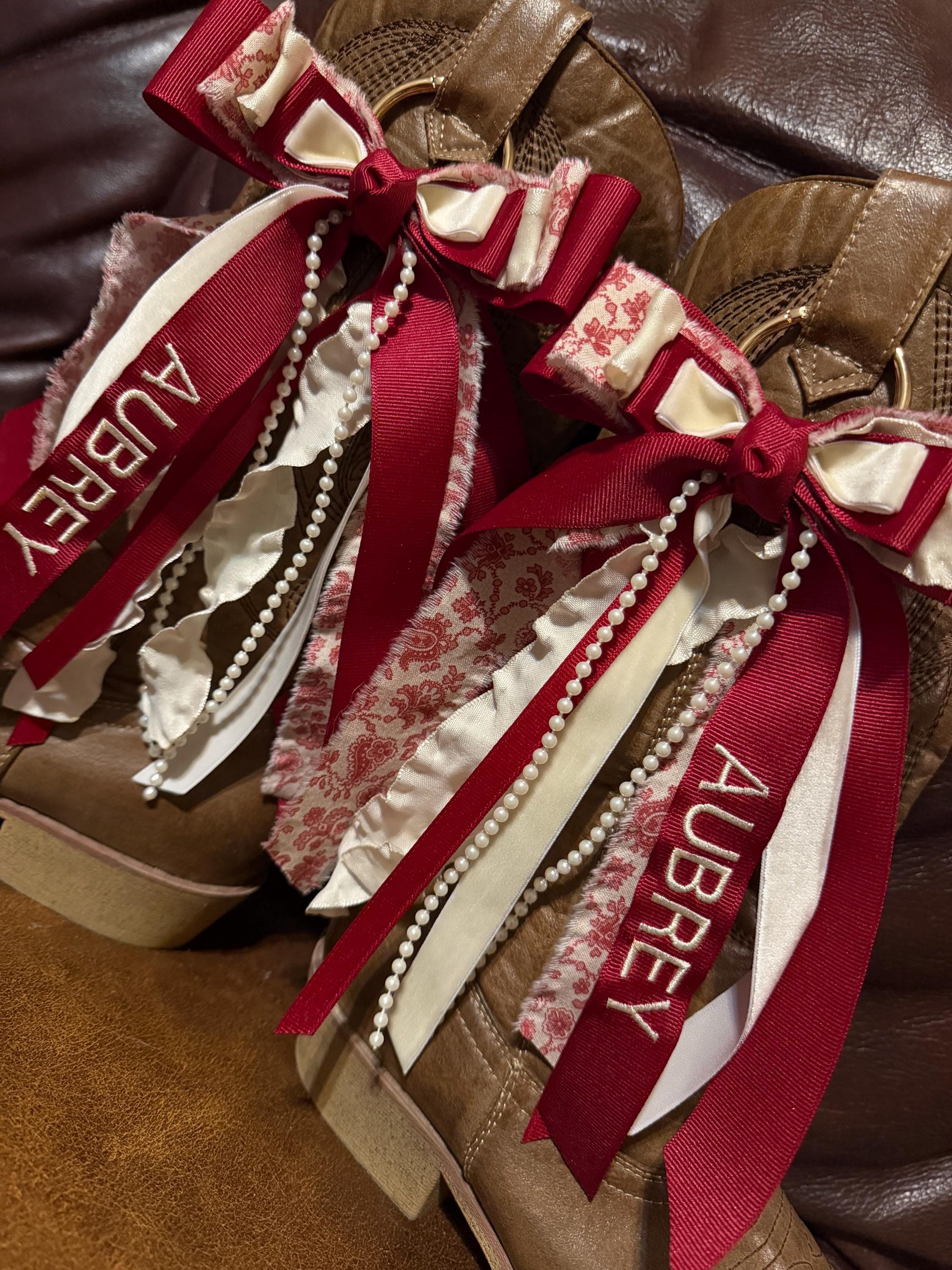 Gameday Boot Bows, Embroidered Ribbons, Custom Boot Ribbons, Spirit ...
