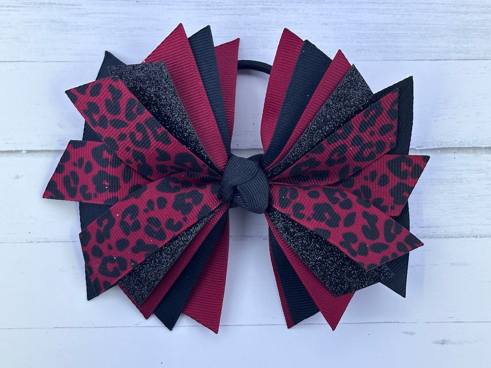 Crimson Cheetah Hair Bow, Hair Ribbons, Ribbon Hair Tie Sample Sale ...