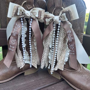 Bridal Boot Bows, Embroidered Ribbons, Custom Boot Ribbons, Cowboy Boot ...