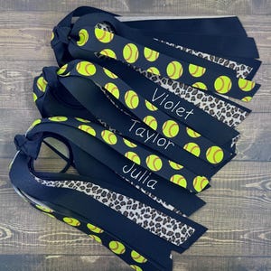 Custom Hair Streamer with Embroidery - Choose Your Sport and Colors and Personalize, Hair Tie for Softball, Volleyball, Soccer, Basketball