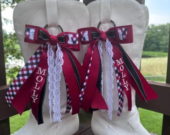 Lazos para botas, cintas bordadas, cintas personalizadas para botas, ajuste para fútbol americano universitario, cinta personalizada, lazos para conciertos de música country, Arkansas, Oklahoma