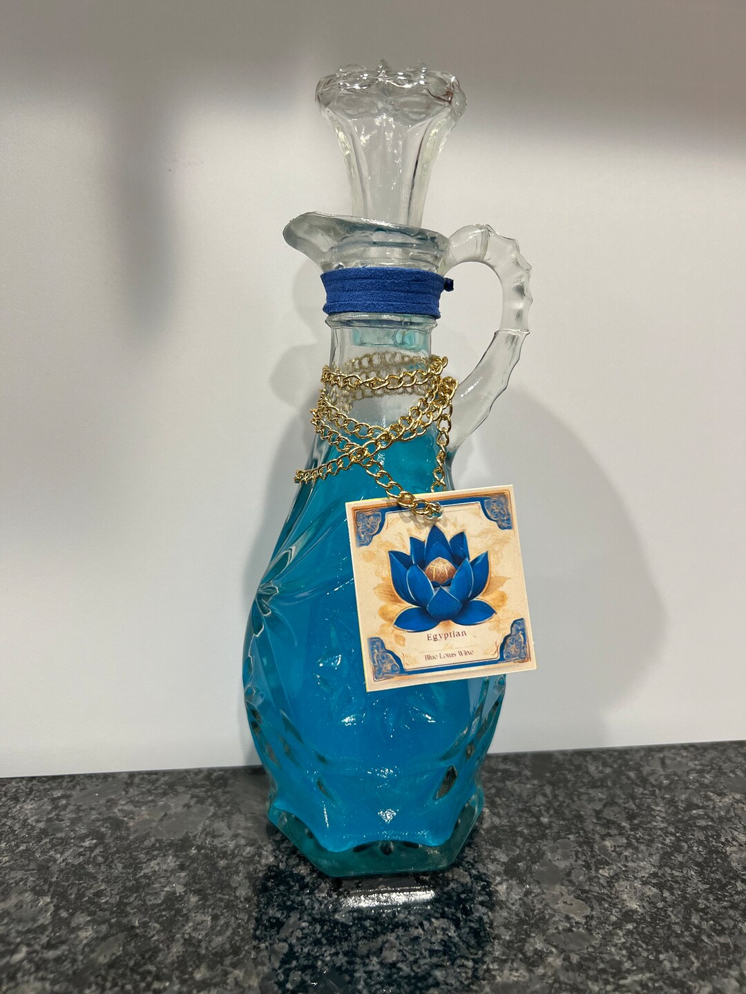 Egyptian Blue Lotus Wine Decorative Bottle Etsy