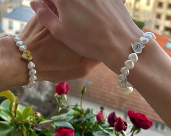 Bracelet en perle cœur / œil d’amour