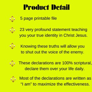 My True Identity in Christ, Printable Declarations, What Does God Say