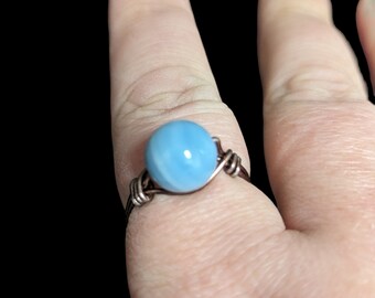 Simple Agate beaded ring