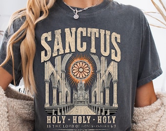Comfort Colors Catholic Shirt Holy Holy Holy Bible Verse Shirts Isaiah 6:3 Gifts For Catholic Graphic Washed Tee Vintage Church Tshirt